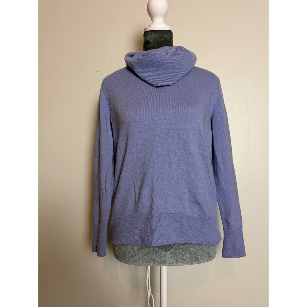 Talbots Pure Merino Wool Cowl Neck Sweater Periwinkle quiet luxury coastal M
